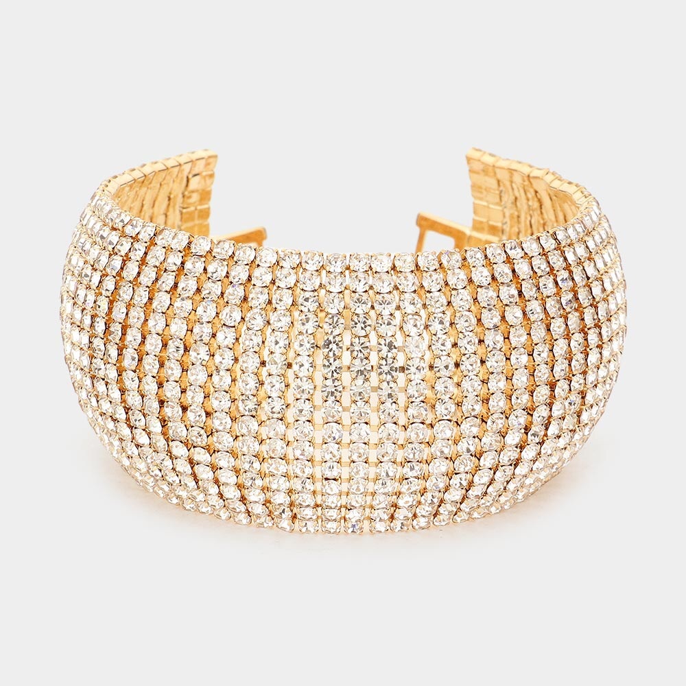 Gold Rhinestone Evening Bracelet